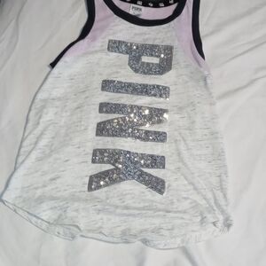 Pink sequin yoga sleeveless tank top